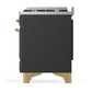 ILVE Majestic III 40-Inch Dual Fuel Range with 6 Sealed Burners + Griddle, 3.82 cu. ft. Oven, Matte Graphite with Brass Trim, Natural Gas, Solid Door, UMD40FQNR3MGG