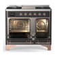 ILVE Majestic III 40-Inch Dual Fuel Range with 6 Sealed Burners + Griddle, 3.82 cu. ft. Oven, Matte Graphite with Copper Trim, Natural Gas, Solid Door, UMD40FQNR3MGP