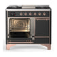 ILVE Majestic III 40-Inch Dual Fuel Range with 6 Sealed Burners + Griddle, 3.82 cu. ft. Oven, Matte Graphite with Copper Trim, Natural Gas, Solid Door, UMD40FQNR3MGP