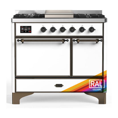 ILVE Majestic III 40-Inch Dual Fuel Range with 6 Sealed Burners + Griddle, 3.82 cu. ft. Oven, RAL with Burnished Trim, Liquid Propane, Solid Door, UMD40FQNR3RABLP