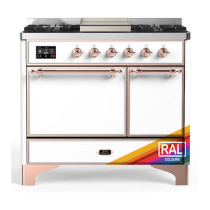 ILVE Majestic III 40-Inch Dual Fuel Range with 6 Sealed Burners + Griddle, 3.82 cu. ft. Oven, RAL with Copper Trim, Liquid Propane, Solid Door, UMD40FQNR3RAPLP
