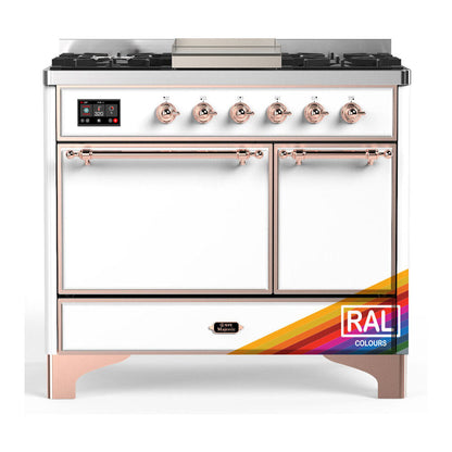 ILVE Majestic III 40-Inch Dual Fuel Range with 6 Sealed Burners + Griddle, 3.82 cu. ft. Oven, RAL with Copper Trim, Liquid Propane, Solid Door, UMD40FQNR3RAPLP