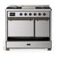 ILVE Majestic III 40-Inch Dual Fuel Range with 6 Sealed Burners + Griddle, 3.82 cu. ft. Oven, Stainless Steel with Burnished Trim, Liquid Propane, Solid Door, UMD40FQNR3SSBLP