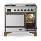 ILVE Majestic III 40-Inch Dual Fuel Range with 6 Sealed Burners + Griddle, 3.82 cu. ft. Oven, Stainless Steel with Burnished Trim, Natural Gas, Solid Door, UMD40FQNR3SSB