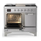 ILVE Majestic III 40-Inch Dual Fuel Range with 6 Sealed Burners + Griddle, 3.82 cu. ft. Oven, Stainless Steel with Chrome Trim, Liquid Propane, Solid Door, UMD40FQNR3SSCLP