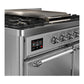 ILVE Majestic III 40-Inch Dual Fuel Range with 6 Sealed Burners + Griddle, 3.82 cu. ft. Oven, Stainless Steel with Chrome Trim, Liquid Propane, Solid Door, UMD40FQNR3SSCLP