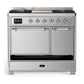 ILVE Majestic III 40-Inch Dual Fuel Range with 6 Sealed Burners + Griddle, 3.82 cu. ft. Oven, Stainless Steel with Chrome Trim, Natural Gas, Solid Door, UMD40FQNR3SSC