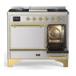 ILVE Majestic III 40-Inch Dual Fuel Range with 6 Sealed Burners + Griddle, 3.82 cu. ft. Oven, Stainless Steel with Brass Trim, Natural Gas, Solid Door, UMD40FQNR3SSG