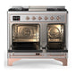 ILVE Majestic III 40-Inch Dual Fuel Range with 6 Sealed Burners + Griddle, 3.82 cu. ft. Oven, Stainless Steel with Copper Trim, Liquid Propane, Solid Door, UMD40FQNR3SSPLP