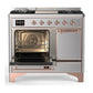 ILVE Majestic III 40-Inch Dual Fuel Range with 6 Sealed Burners + Griddle, 3.82 cu. ft. Oven, Stainless Steel with Copper Trim, Liquid Propane, Solid Door, UMD40FQNR3SSPLP