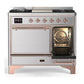 ILVE Majestic III 40-Inch Dual Fuel Range with 6 Sealed Burners + Griddle, 3.82 cu. ft. Oven, Stainless Steel with Copper Trim, Natural Gas, Solid Door, UMD40FQNR3SSP