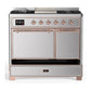 ILVE Majestic III 40-Inch Dual Fuel Range with 6 Sealed Burners + Griddle, 3.82 cu. ft. Oven, Stainless Steel with Copper Trim, Natural Gas, Solid Door, UMD40FQNR3SSP