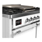 ILVE Majestic III 40-Inch Dual Fuel Range with 6 Sealed Burners + Griddle, 3.82 cu. ft. Oven, White with Chrome Trim, Liquid Propane, Solid Door, UMD40FQNR3WHCLP
