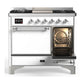 ILVE Majestic III 40-Inch Dual Fuel Range with 6 Sealed Burners + Griddle, 3.82 cu. ft. Oven, White with Chrome Trim, Natural Gas, Solid Door, UMD40FQNR3WHC