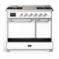 ILVE Majestic III 40-Inch Dual Fuel Range with 6 Sealed Burners + Griddle, 3.82 cu. ft. Oven, White with Chrome Trim, Natural Gas, Solid Door, UMD40FQNR3WHC