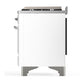 ILVE Majestic III 40-Inch Dual Fuel Range with 6 Sealed Burners + Griddle, 3.82 cu. ft. Oven, White with Chrome Trim, Natural Gas, Solid Door, UMD40FQNR3WHC