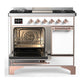 ILVE Majestic III 40-Inch Dual Fuel Range with 6 Sealed Burners + Griddle, 3.82 cu. ft. Oven, White with Copper Trim, Liquid Propane, Solid Door, UMD40FQNR3WHPLP