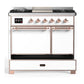 ILVE Majestic III 40-Inch Dual Fuel Range with 6 Sealed Burners + Griddle, 3.82 cu. ft. Oven, White with Copper Trim, Liquid Propane, Solid Door, UMD40FQNR3WHPLP