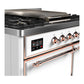 ILVE Majestic III 40-Inch Dual Fuel Range with 6 Sealed Burners + Griddle, 3.82 cu. ft. Oven, White with Copper Trim, Natural Gas, Solid Door, UMD40FQNR3WHP