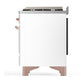 ILVE Majestic III 40-Inch Dual Fuel Range with 6 Sealed Burners + Griddle, 3.82 cu. ft. Oven, White with Copper Trim, Natural Gas, Solid Door, UMD40FQNR3WHP