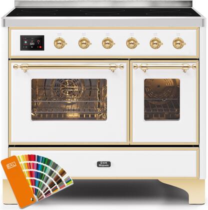 ILVE Majestic II 40" Induction Range with Element Stove and Electric Oven in RAL Custom Color with Brass Trim, UMDI10NS3RAG
