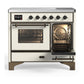 ILVE Majestic III 40-Inch Induction Range with 6 Induction Elements, 3.82 cu. ft. Oven, Antique White with Burnished Trim, Triple Glass Door, UMDIB40NR3AWB