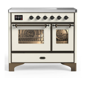 ILVE Majestic III 40-Inch Induction Range with 6 Induction Elements, 3.82 cu. ft. Oven, Antique White with Burnished Trim, Triple Glass Door, UMDIB40NR3AWB