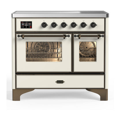 ILVE Majestic III 40-Inch Induction Range with 6 Induction Elements, 3.82 cu. ft. Oven, Antique White with Burnished Trim, Triple Glass Door, UMDIB40NR3AWB