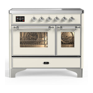 ILVE Majestic III 40-Inch Induction Range with 6 Induction Elements, 3.82 cu. ft. Oven, Antique White with Chrome Trim, Triple Glass Door, UMDIB40NR3AWC