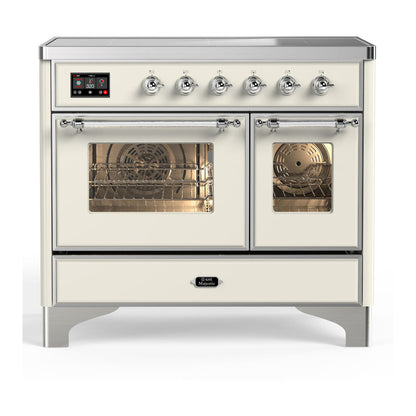 ILVE Majestic III 40-Inch Induction Range with 6 Induction Elements, 3.82 cu. ft. Oven, Antique White with Chrome Trim, Triple Glass Door, UMDIB40NR3AWC