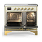 ILVE Majestic III 40-Inch Induction Range with 6 Induction Elements, 3.82 cu. ft. Oven, Antique White with Brass Trim, Triple Glass Door, UMDIB40NR3AWG