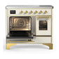 ILVE Majestic III 40-Inch Induction Range with 6 Induction Elements, 3.82 cu. ft. Oven, Antique White with Brass Trim, Triple Glass Door, UMDIB40NR3AWG