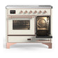 ILVE Majestic III 40-Inch Induction Range with 6 Induction Elements, 3.82 cu. ft. Oven, Antique White with Copper Trim, Triple Glass Door, UMDIB40NR3AWP