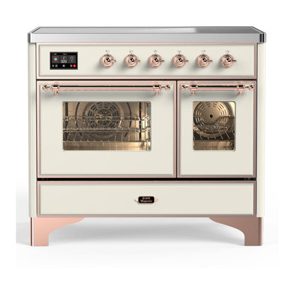 ILVE Majestic III 40-Inch Induction Range with 6 Induction Elements, 3.82 cu. ft. Oven, Antique White with Copper Trim, Triple Glass Door, UMDIB40NR3AWP