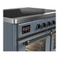 ILVE Majestic III 40-Inch Induction Range with 6 Induction Elements, 3.82 cu. ft. Oven, Blue Grey with Burnished Trim, Triple Glass Door, UMDIB40NR3BGB