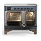 ILVE Majestic III 40-Inch Induction Range with 6 Induction Elements, 3.82 cu. ft. Oven, Blue Grey with Burnished Trim, Triple Glass Door, UMDIB40NR3BGB
