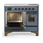 ILVE Majestic III 40-Inch Induction Range with 6 Induction Elements, 3.82 cu. ft. Oven, Blue Grey with Burnished Trim, Triple Glass Door, UMDIB40NR3BGB