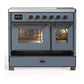 ILVE Majestic III 40-Inch Induction Range with 6 Induction Elements, 3.82 cu. ft. Oven, Blue Grey with Burnished Trim, Triple Glass Door, UMDIB40NR3BGB