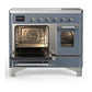 ILVE Majestic III 40-Inch Induction Range with 6 Induction Elements, 3.82 cu. ft. Oven, Blue Grey with Chrome Trim, Triple Glass Door, UMDIB40NR3BGC