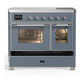 ILVE Majestic III 40-Inch Induction Range with 6 Induction Elements, 3.82 cu. ft. Oven, Blue Grey with Chrome Trim, Triple Glass Door, UMDIB40NR3BGC