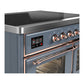 ILVE Majestic III 40-Inch Induction Range with 6 Induction Elements, 3.82 cu. ft. Oven, Blue Grey with Copper Trim, Triple Glass Door, UMDIB40NR3BGP