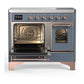 ILVE Majestic III 40-Inch Induction Range with 6 Induction Elements, 3.82 cu. ft. Oven, Blue Grey with Copper Trim, Triple Glass Door, UMDIB40NR3BGP