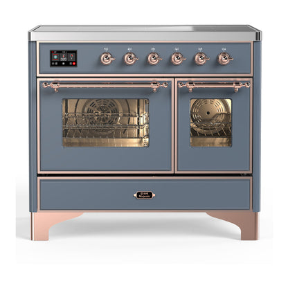 ILVE Majestic III 40-Inch Induction Range with 6 Induction Elements, 3.82 cu. ft. Oven, Blue Grey with Copper Trim, Triple Glass Door, UMDIB40NR3BGP