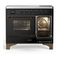 ILVE Majestic III 40-Inch Induction Range with 6 Induction Elements, 3.82 cu. ft. Oven, Glossy Black with Burnished Trim, Triple Glass Door, UMDIB40NR3BKB