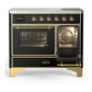 ILVE Majestic III 40-Inch Induction Range with 6 Induction Elements, 3.82 cu. ft. Oven, Glossy Black with Brass Trim, Triple Glass Door, UMDIB40NR3BKG