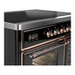 ILVE Majestic III 40-Inch Induction Range with 6 Induction Elements, 3.82 cu. ft. Oven, Glossy Black with Copper Trim, Triple Glass Door, UMDIB40NR3BKP