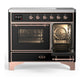 ILVE Majestic III 40-Inch Induction Range with 6 Induction Elements, 3.82 cu. ft. Oven, Glossy Black with Copper Trim, Triple Glass Door, UMDIB40NR3BKP