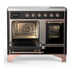 ILVE Majestic III 40-Inch Induction Range with 6 Induction Elements, 3.82 cu. ft. Oven, Glossy Black with Copper Trim, Triple Glass Door, UMDIB40NR3BKP