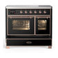 ILVE Majestic III 40-Inch Induction Range with 6 Induction Elements, 3.82 cu. ft. Oven, Glossy Black with Copper Trim, Triple Glass Door, UMDIB40NR3BKP