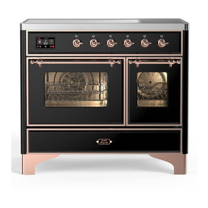 ILVE Majestic III 40-Inch Induction Range with 6 Induction Elements, 3.82 cu. ft. Oven, Glossy Black with Copper Trim, Triple Glass Door, UMDIB40NR3BKP